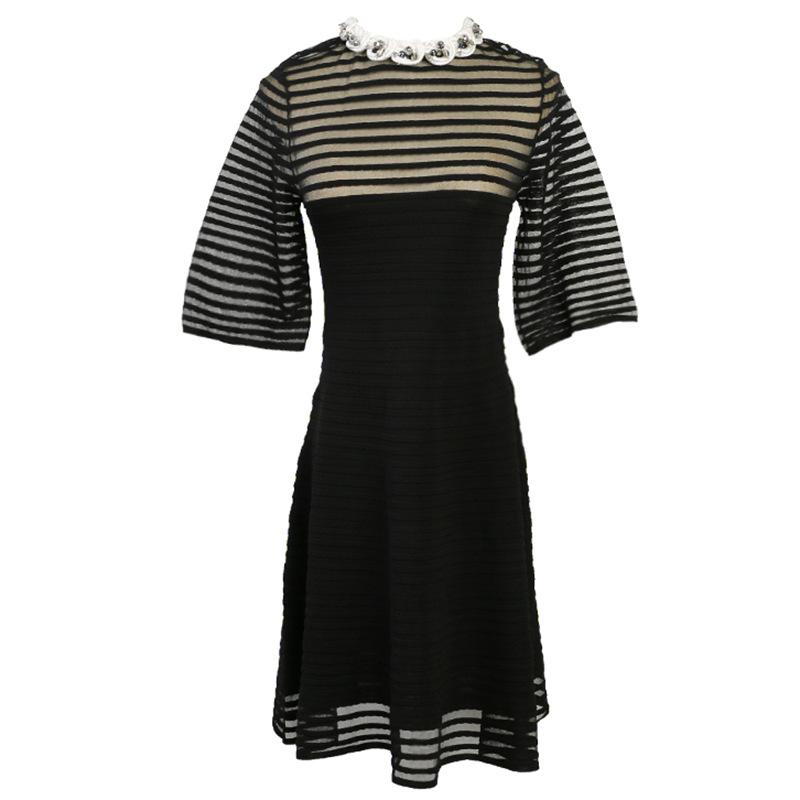 Clothes And Dresses | Viscose Mini Dress With Chevron Motif And Studs  –  Womens